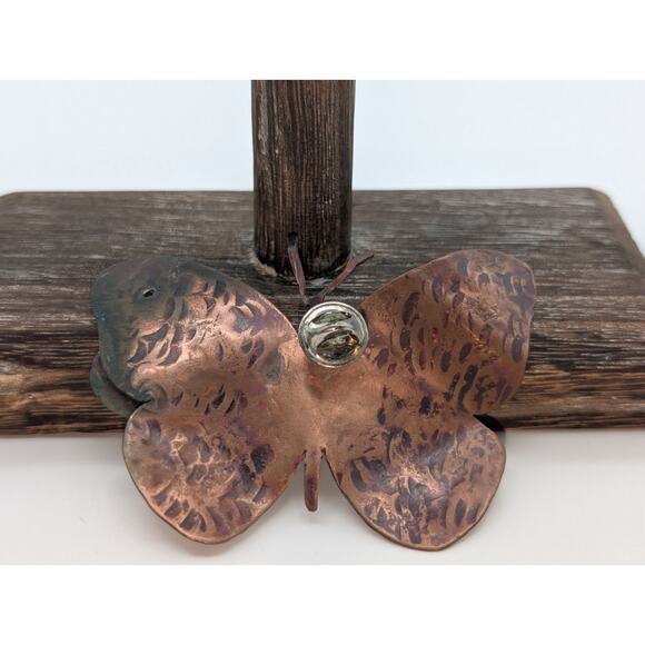 Three Piece Lot of Copper Cuff Bracelets & Large 3.25 x 2.25" Butterfly Pin - Picture 4 of 9